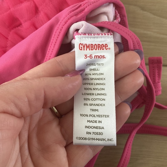 EUC Gymboree Size 3-6m Baby One Piece Pink Ruffle Cross Back Swimsuit with Liner - Picture 5 of 6
